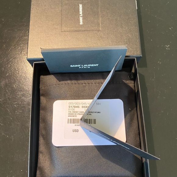 NEW YSL WALLET CARD HOLDER METALLIC SILVER - Picture 8 of 9